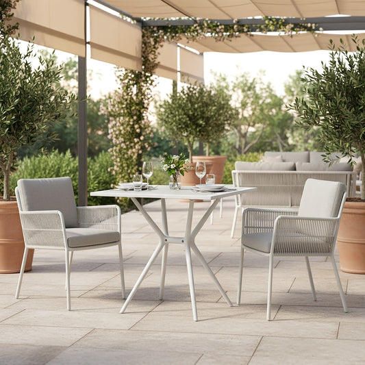 Basma White Plastic Square Dining Table