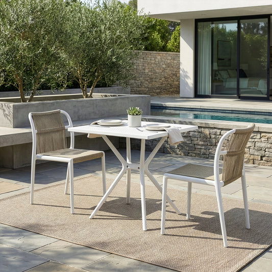 Basma White Plastic Square Dining Table