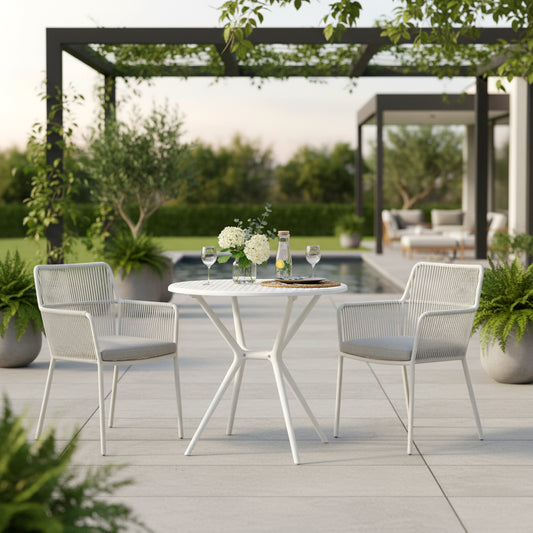 Bates White Plastic Round Dining Table