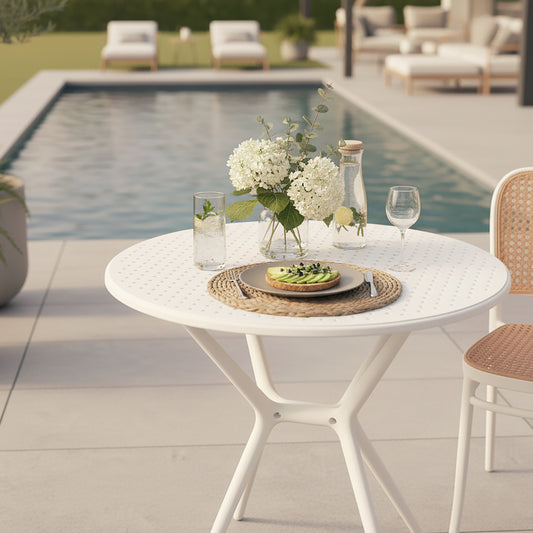 Bates White Plastic Round Dining Table