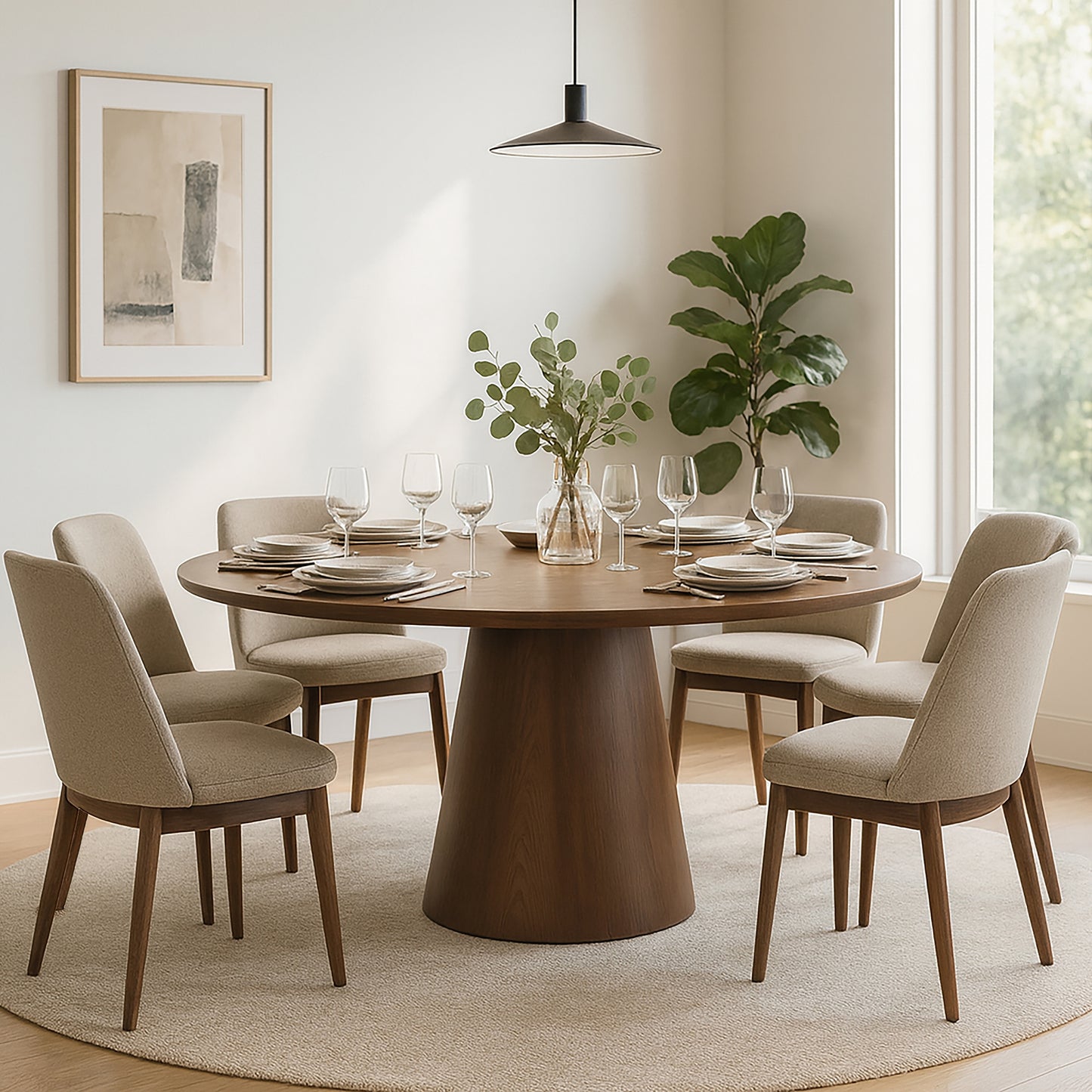 Blake Walnut Finish Round Wood Dining Table