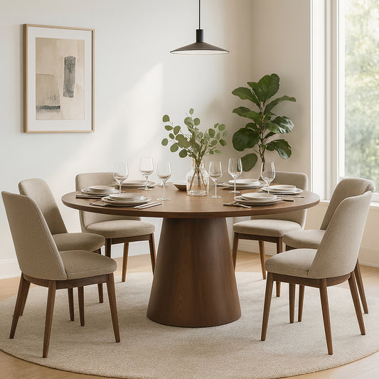 Blake Walnut Finish Round Wood Dining Table