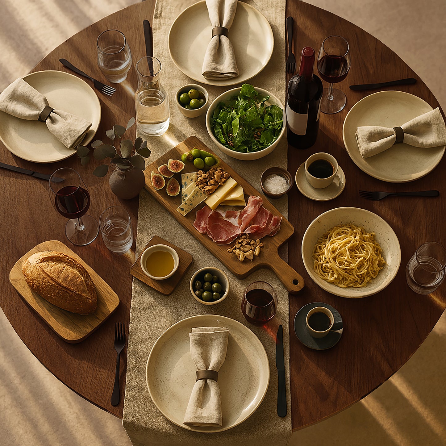 Blake Walnut Finish Round Wood Dining Table