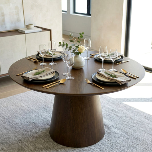Blake Walnut Finish Round Wood Dining Table