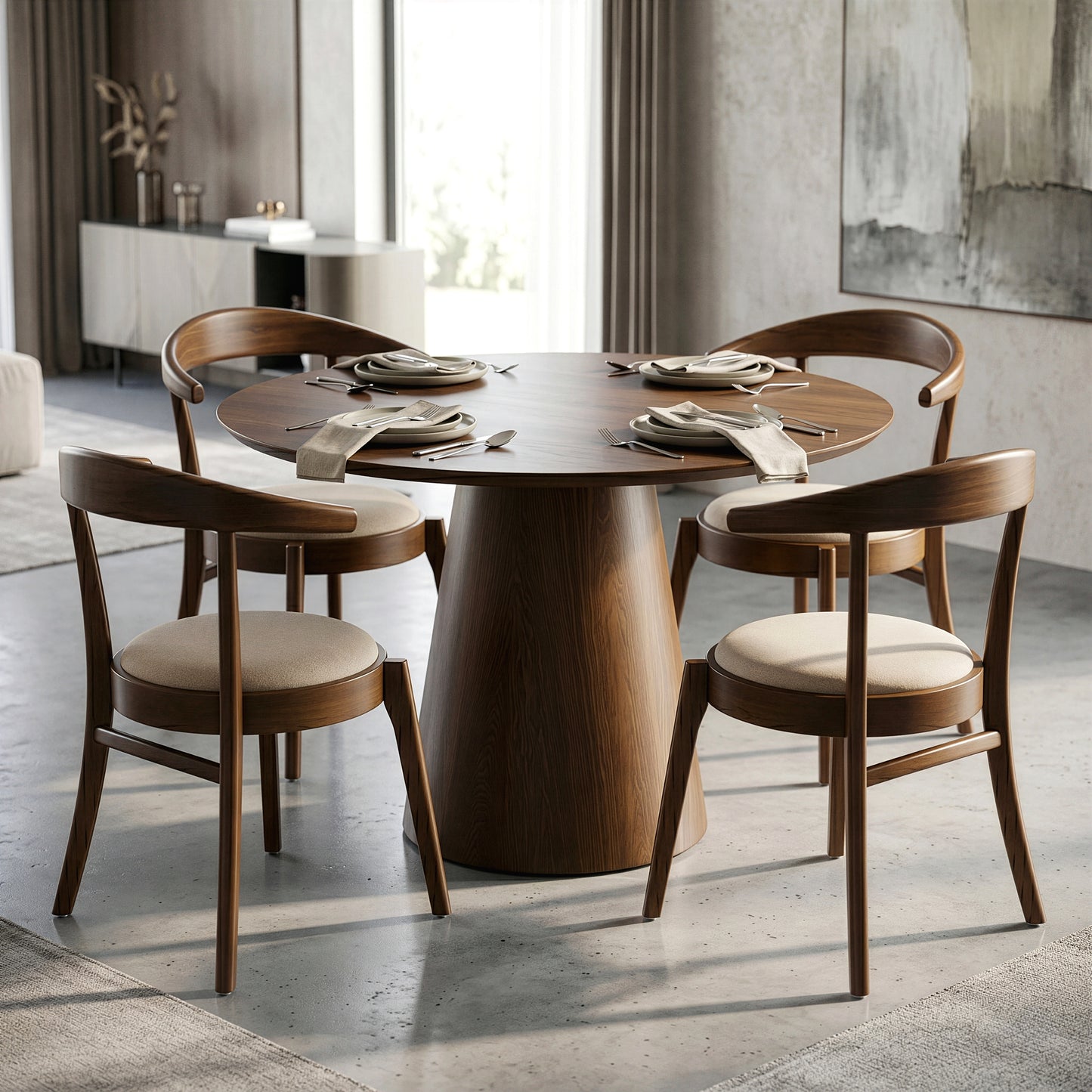 Blake Walnut Finish Round Wood Dining Table