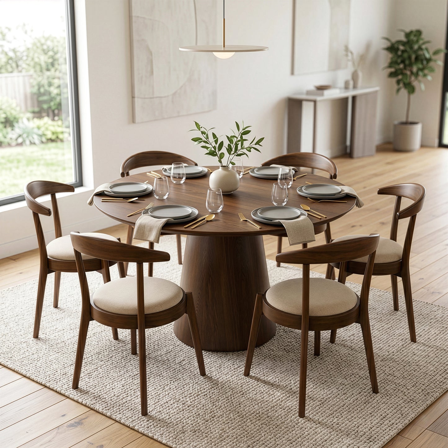 Blake Walnut Finish Round Wood Dining Table
