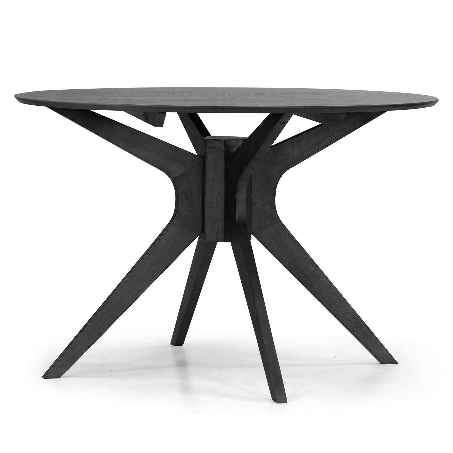 Blair Black Wash Round Wood Dining Table with Starburst Style Base
