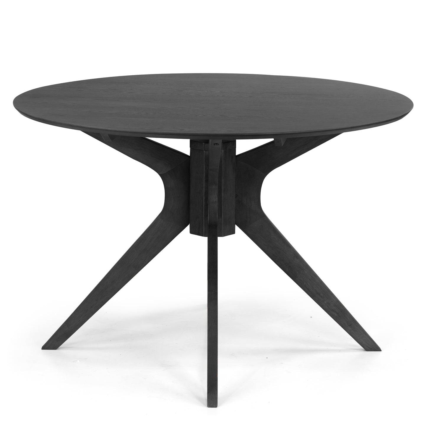 Blair Black Wash Round Wood Dining Table with Starburst Style Base