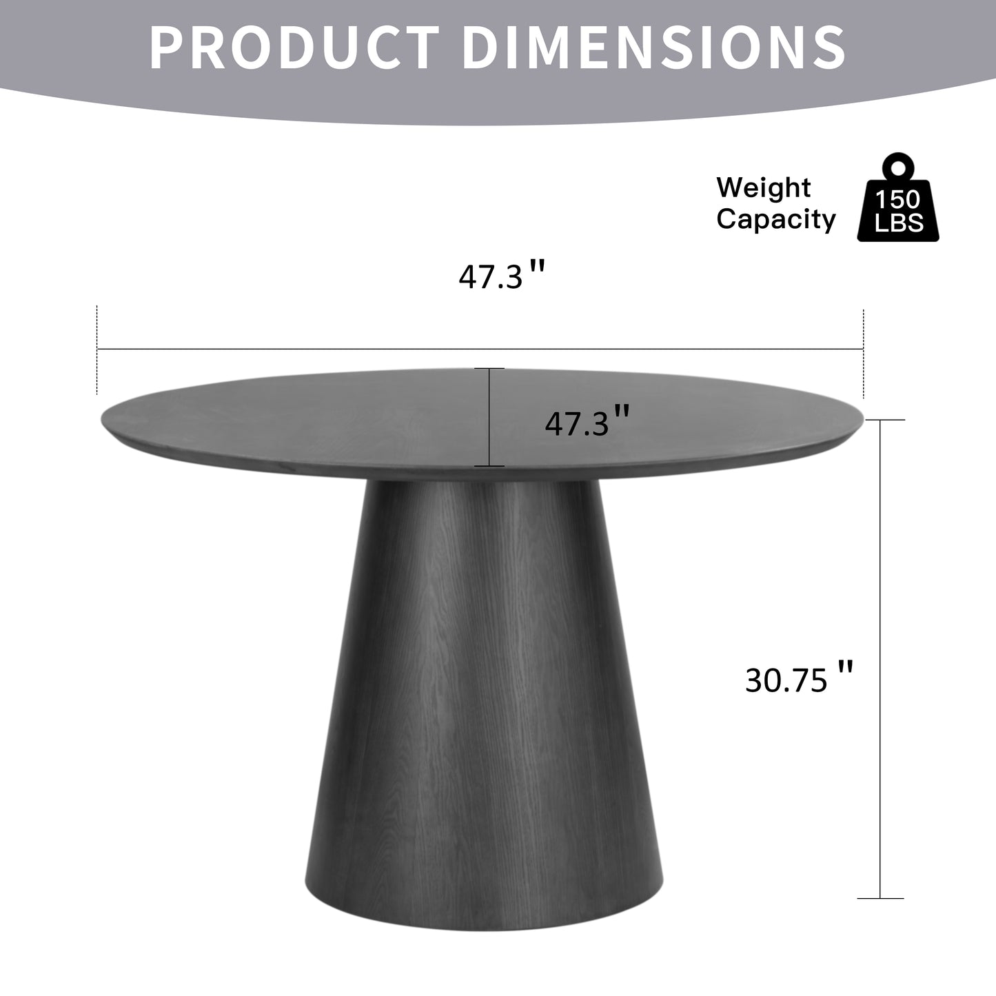 Blake Black Wash Round Wood Dining Table