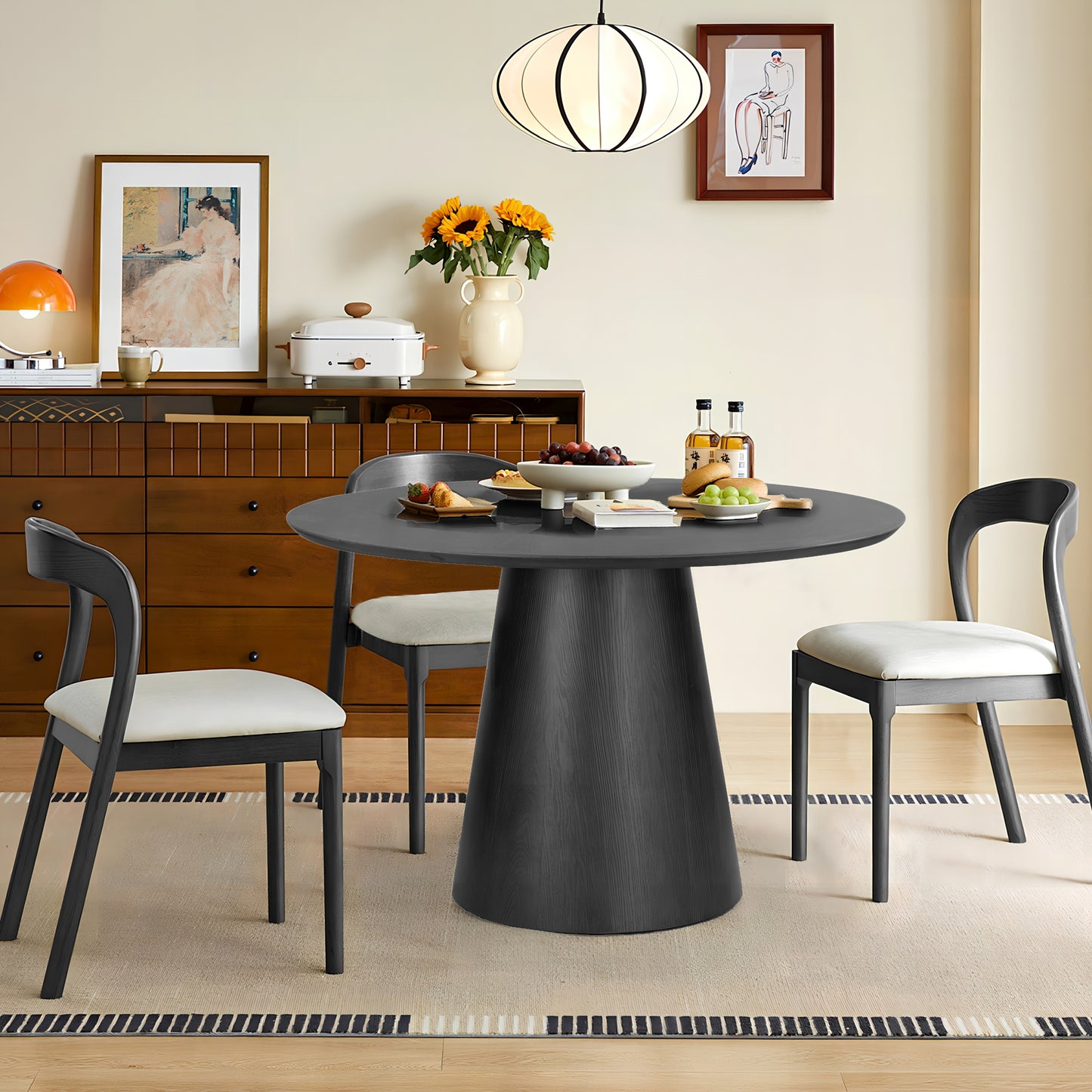 Blake Black Round Wood Dining Table