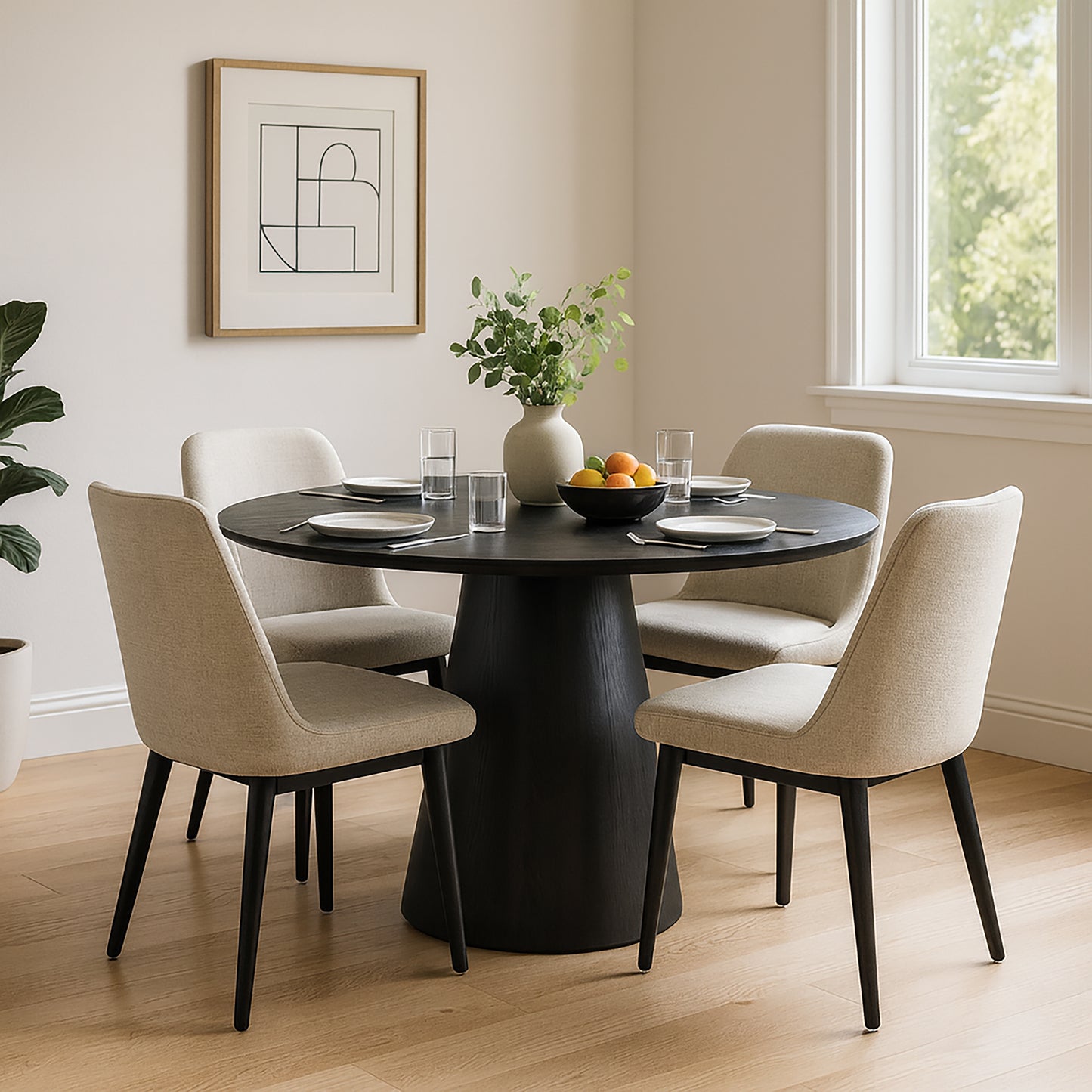 Blake Black Wash Round Wood Dining Table