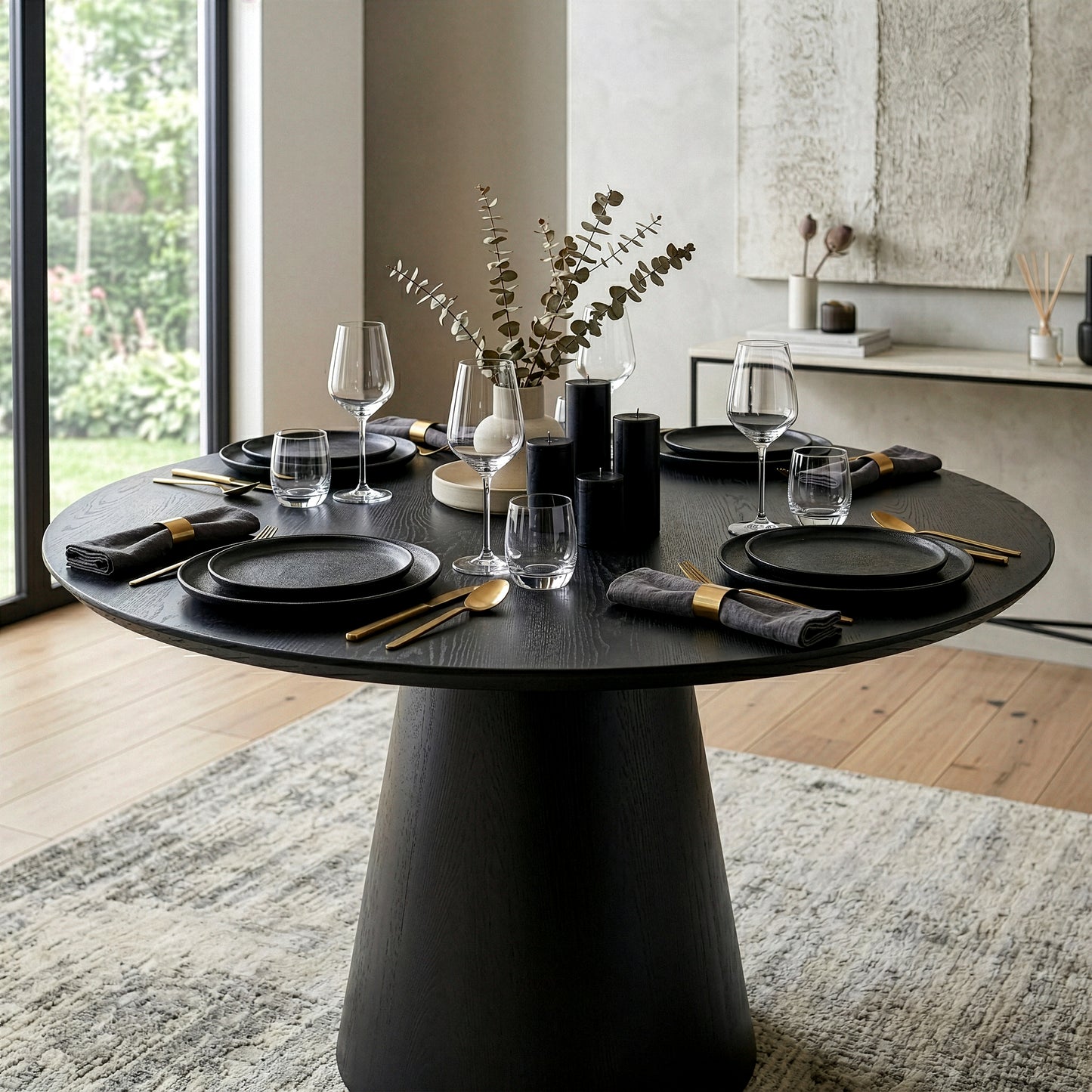 Blake Black Wash Round Wood Dining Table
