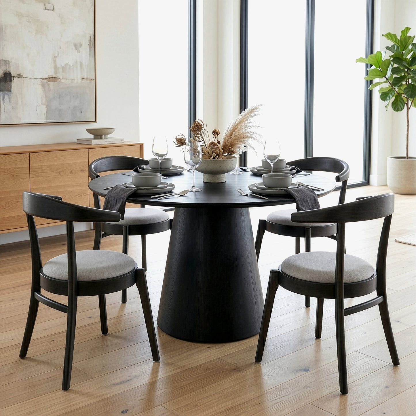 Blake Black Wash Round Wood Dining Table
