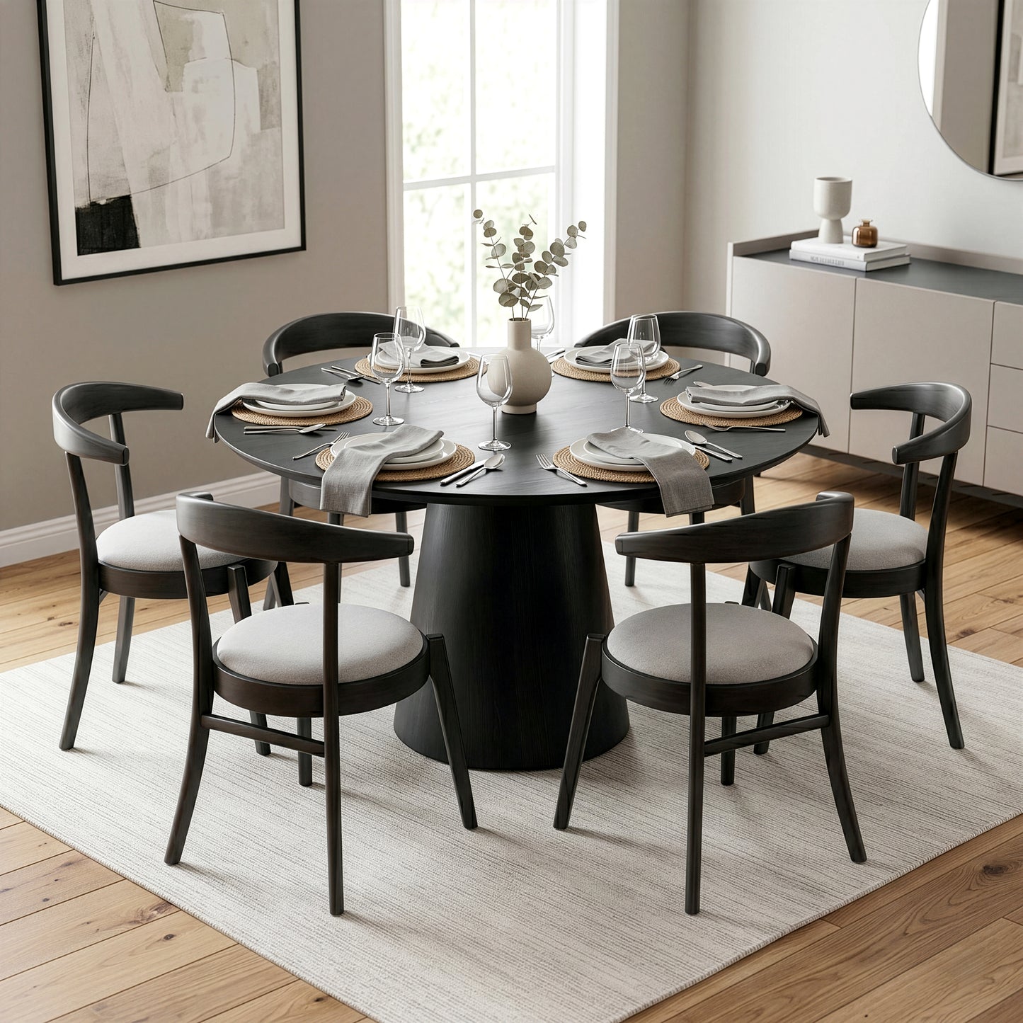 Blake Black Wash Round Wood Dining Table