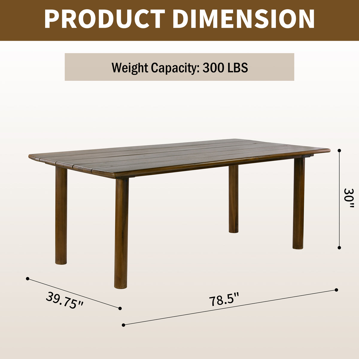 Blithe Brown Teakwood Indoor/Outdoor Dining Table with Slatted Top