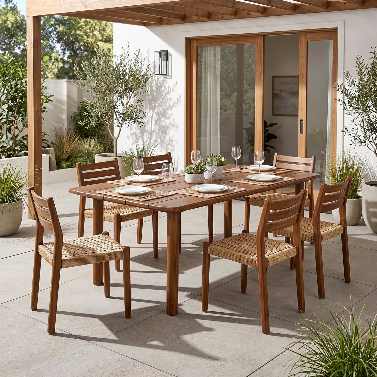 Blithe Brown Teakwood Indoor/Outdoor Dining Table with Slatted Top