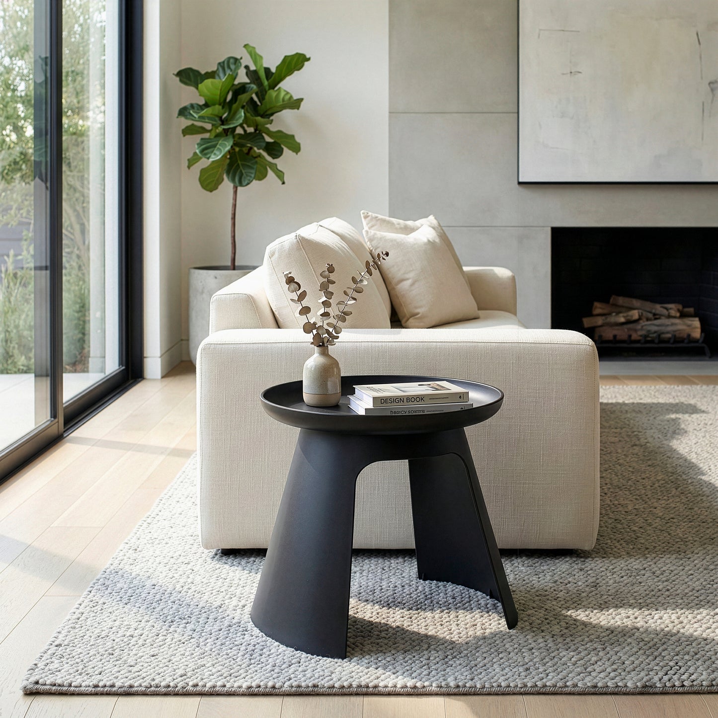 Balius Black Plastic Round End Table