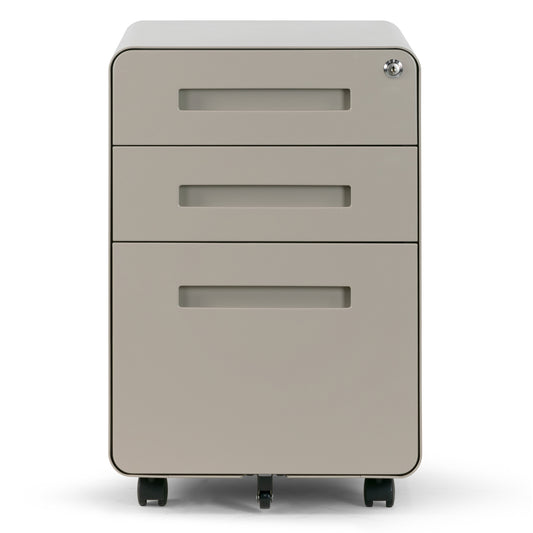 Aviya Gray 3-Drawer File Cabinet with Lock and Wheels