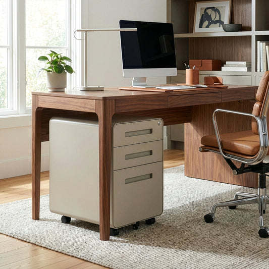 Aviya Gray 3-Drawer File Cabinet with Lock and Wheels