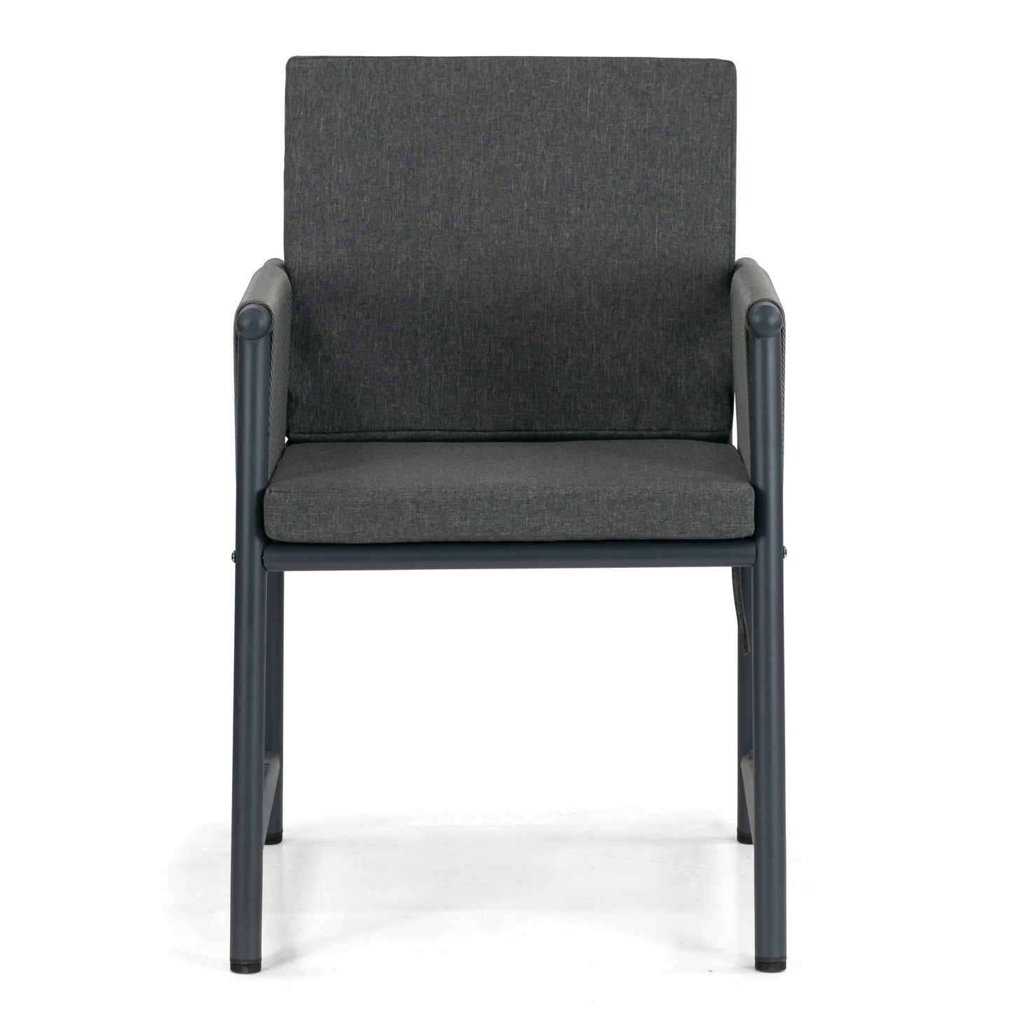 Set of 2 Bianca Grey Outdoor Dining Chair with Hand-Woven Synthetic Rattan Arms