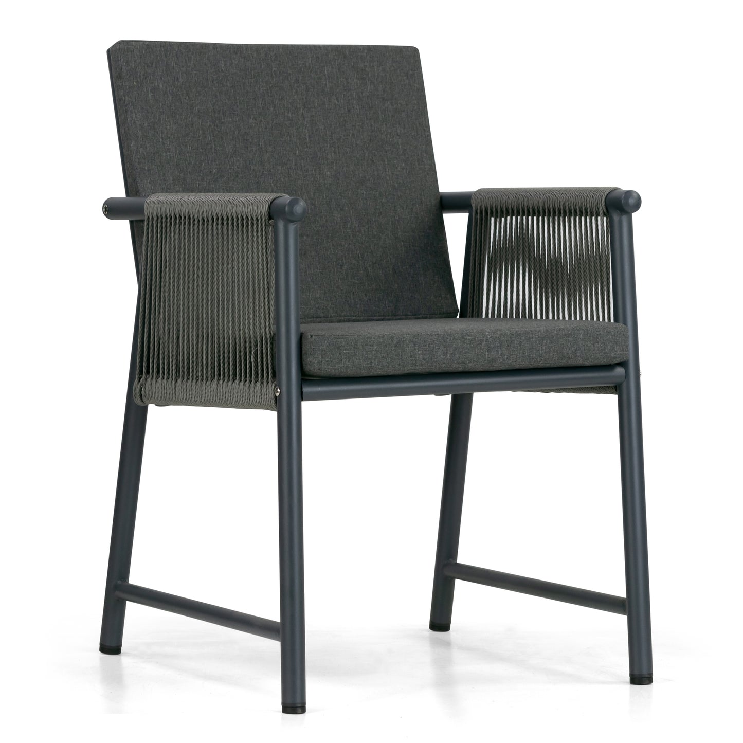 Set of 2 Bianca Grey Outdoor Dining Chair with Hand-Woven Synthetic Rattan Arms