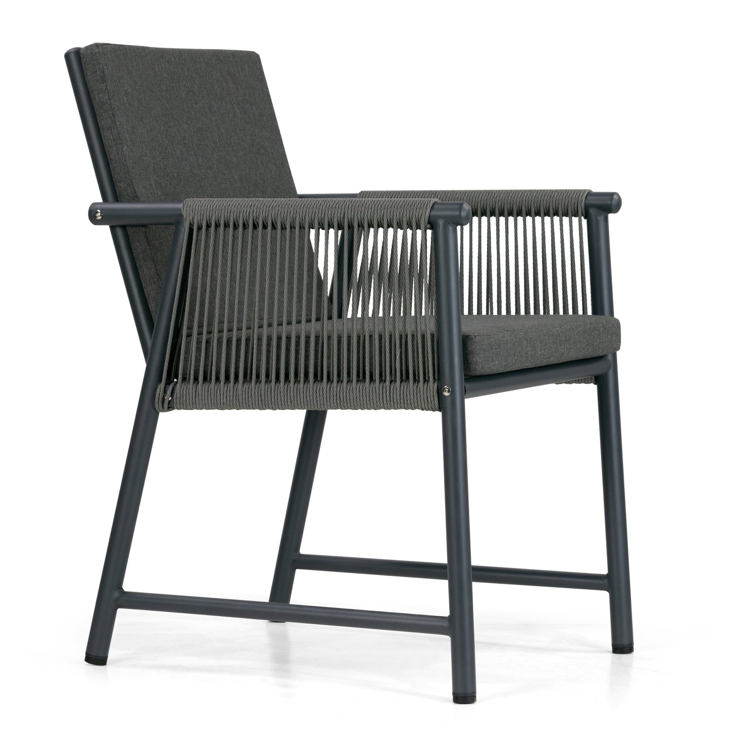 Set of 2 Bianca Grey Outdoor Dining Chair with Hand-Woven Synthetic Rattan Arms
