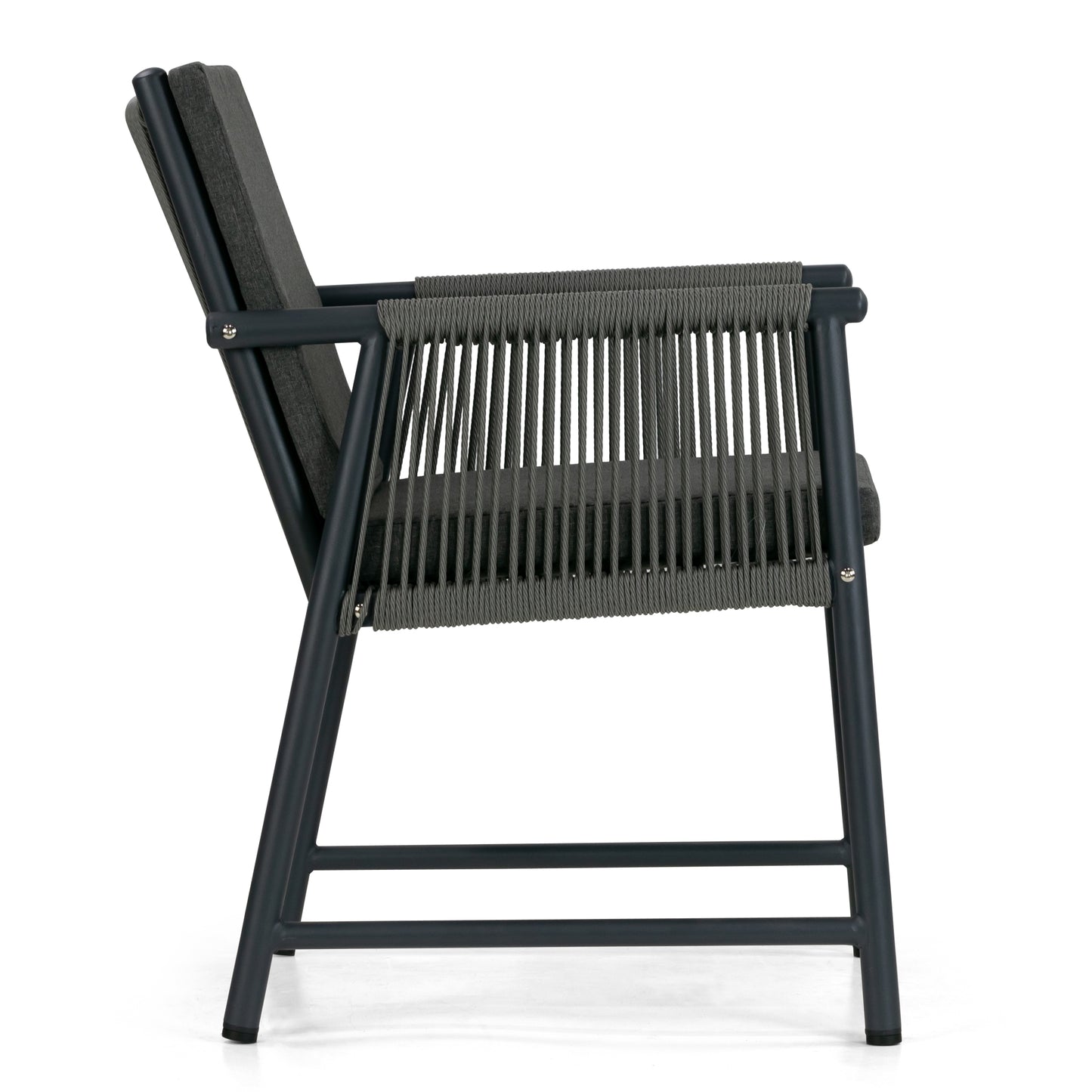 Set of 2 Bianca Grey Outdoor Dining Chair with Hand-Woven Synthetic Rattan Arms