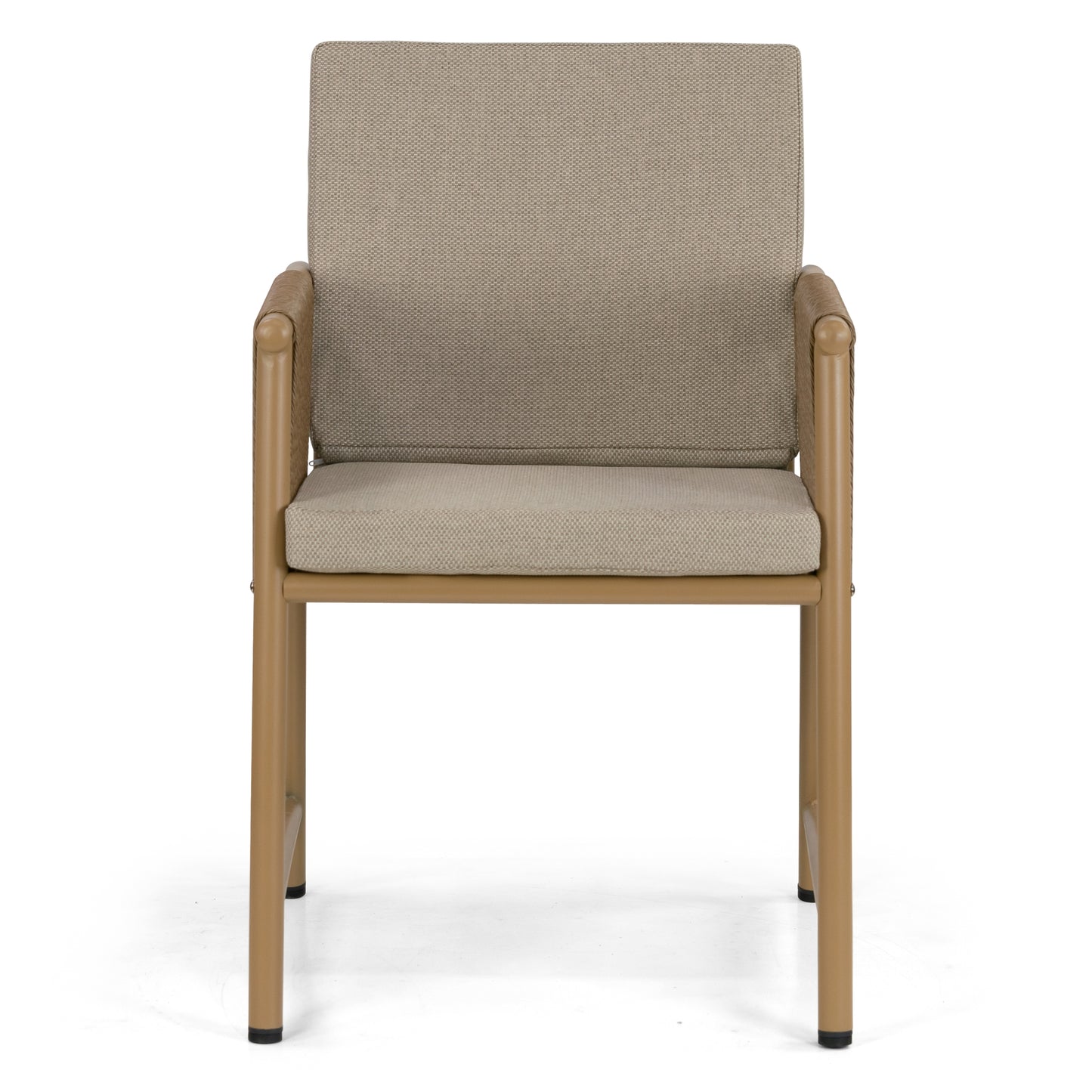 Set of 2 Bianca Brown Outdoor Dining Chair with Hand-Woven Synthetic Rattan Arms