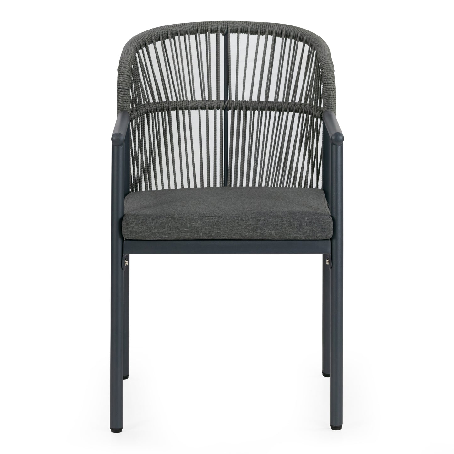 Set of 2 Bina Grey Outdoor Dining Chair with Hand-Woven Synthetic Rattan Back