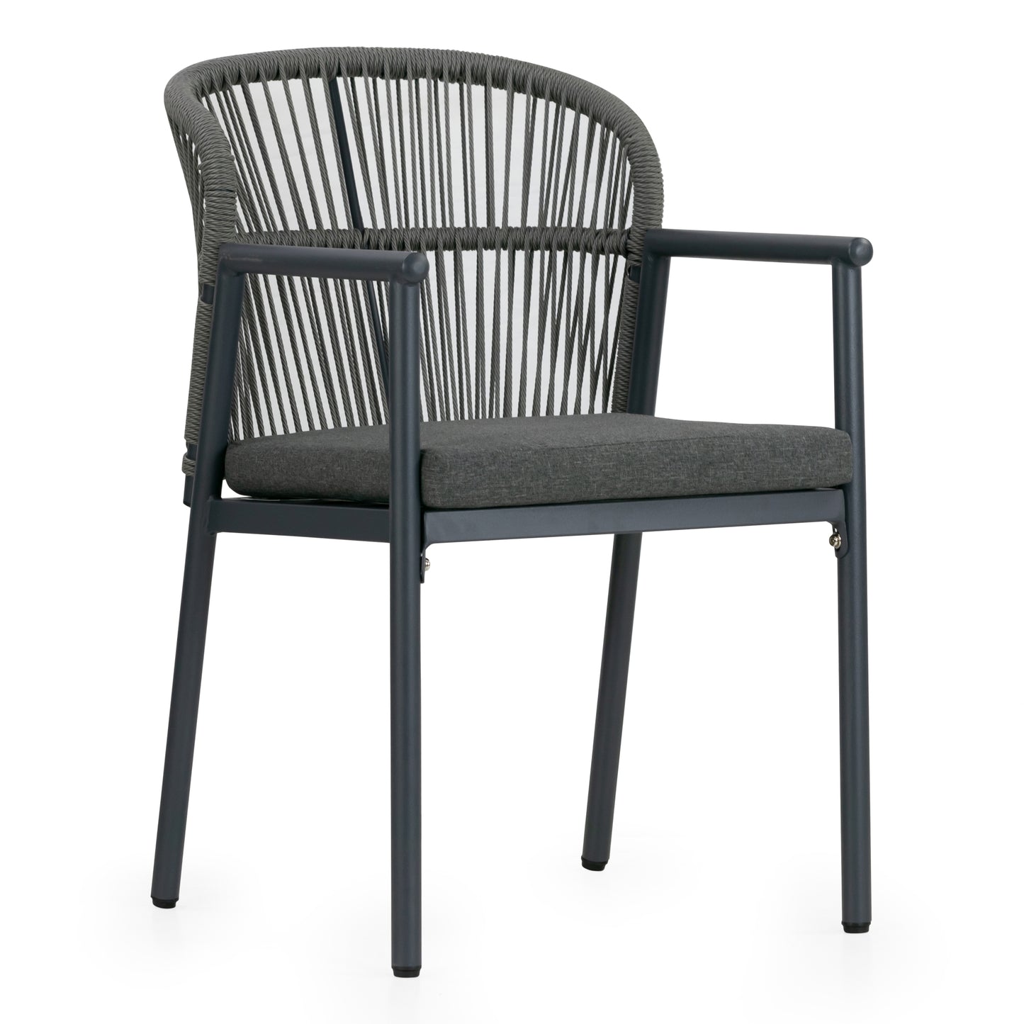Set of 2 Bina Grey Outdoor Dining Chair with Hand-Woven Synthetic Rattan Back