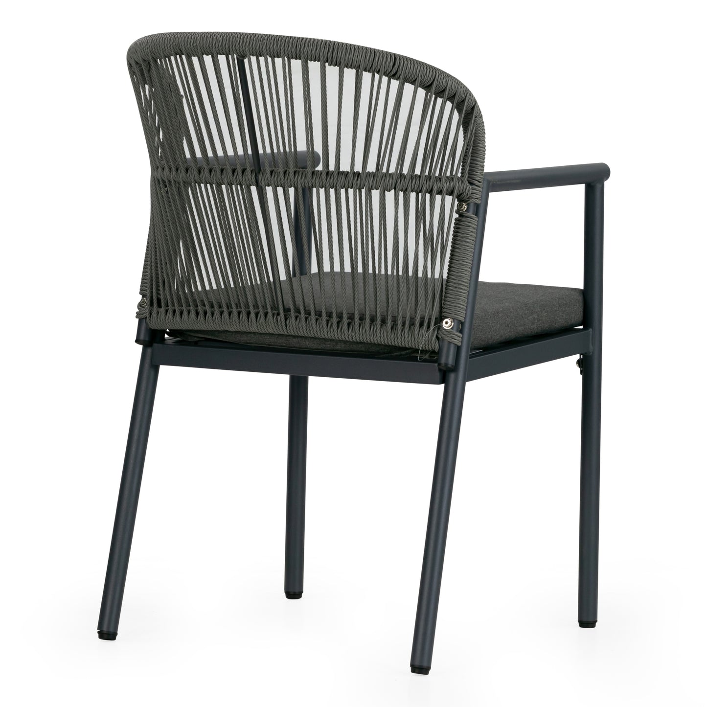 Set of 2 Bina Grey Outdoor Dining Chair with Hand-Woven Synthetic Rattan Back