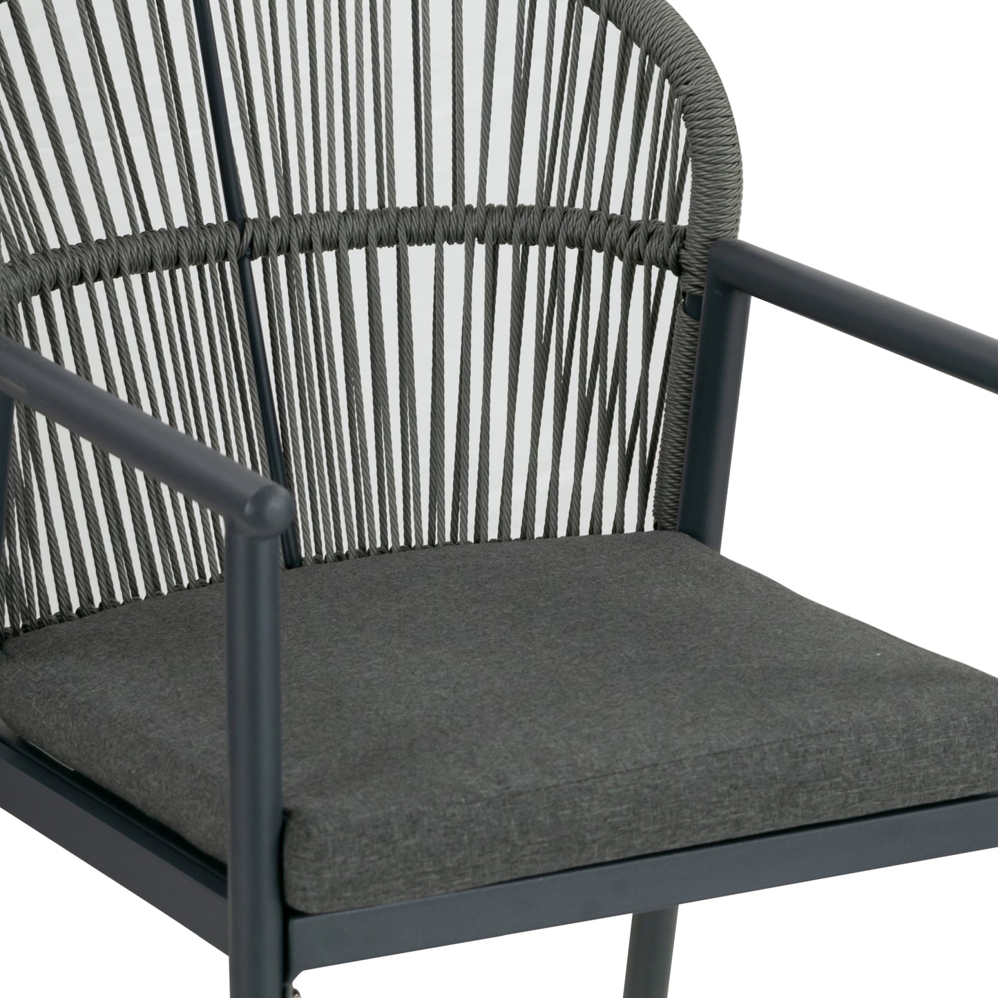 Set of 2 Bina Grey Outdoor Dining Chair with Hand-Woven Synthetic Rattan Back