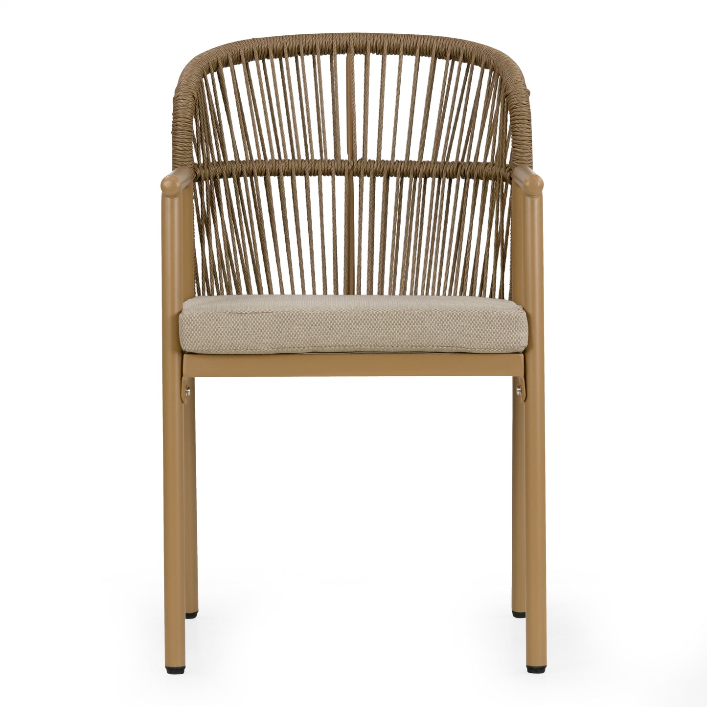 Set of 2 Bina Brown Outdoor Dining Chair with Hand-Woven Synthetic Rattan Back