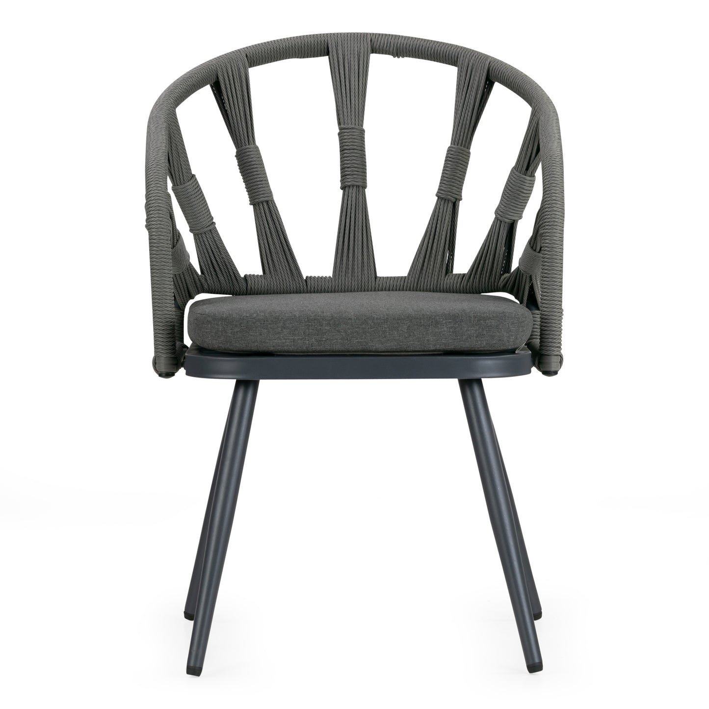 Set of 2 Binda Grey Outdoor Dining Chair with Hand-Woven Back