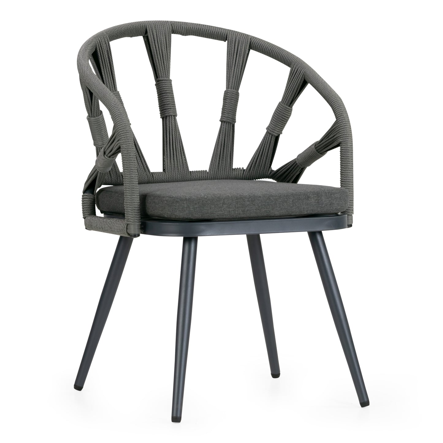 Set of 2 Binda Grey Outdoor Dining Chair with Hand-Woven Back