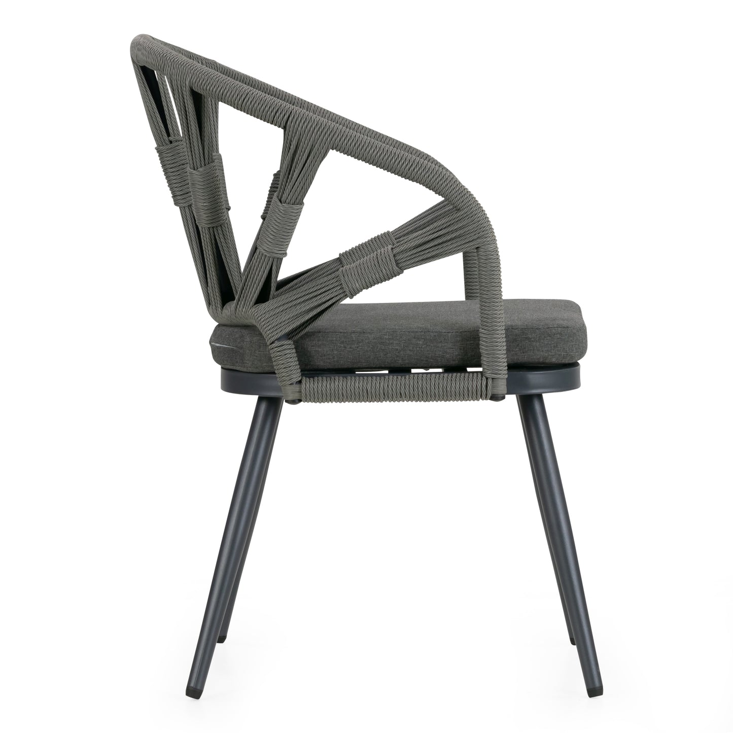 Set of 2 Binda Grey Outdoor Dining Chair with Hand-Woven Back