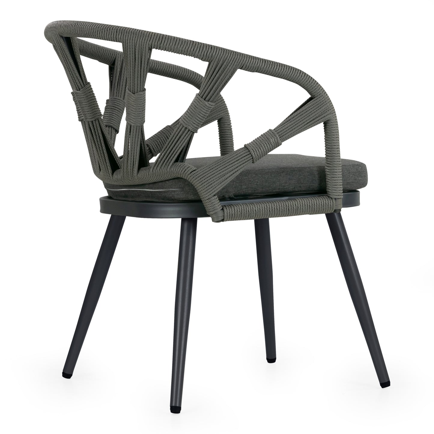 Set of 2 Binda Grey Outdoor Dining Chair with Hand-Woven Back