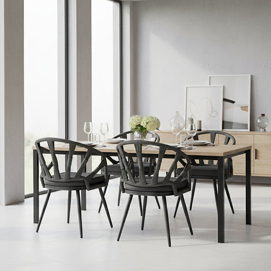 Set of 2 Binda Grey Outdoor Dining Chair with Hand-Woven Back