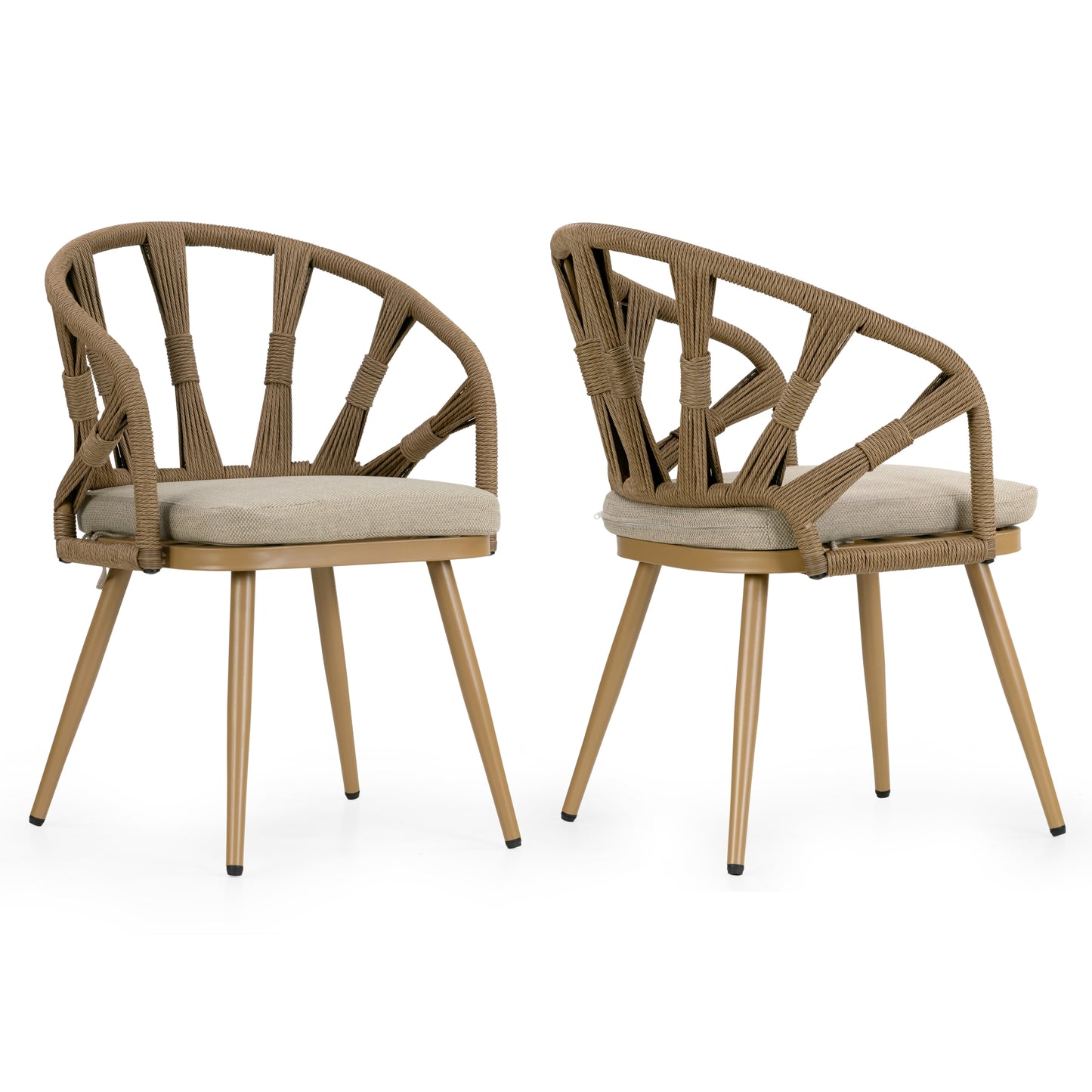 Set of 2 Binda Brown Outdoor Dining Chair with Hand-Woven Back