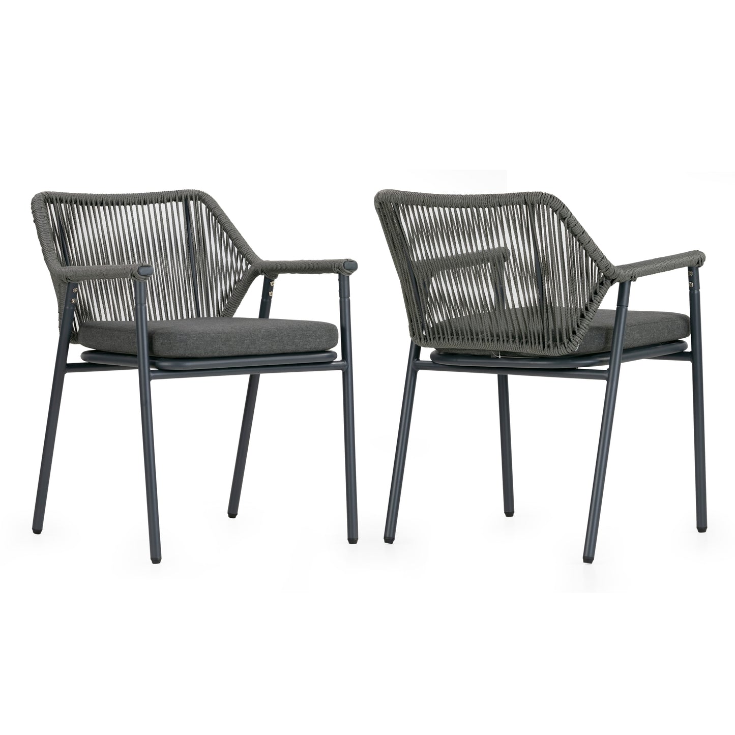 Set of 2 Bisera Grey Outdoor Dining Chair with Arms