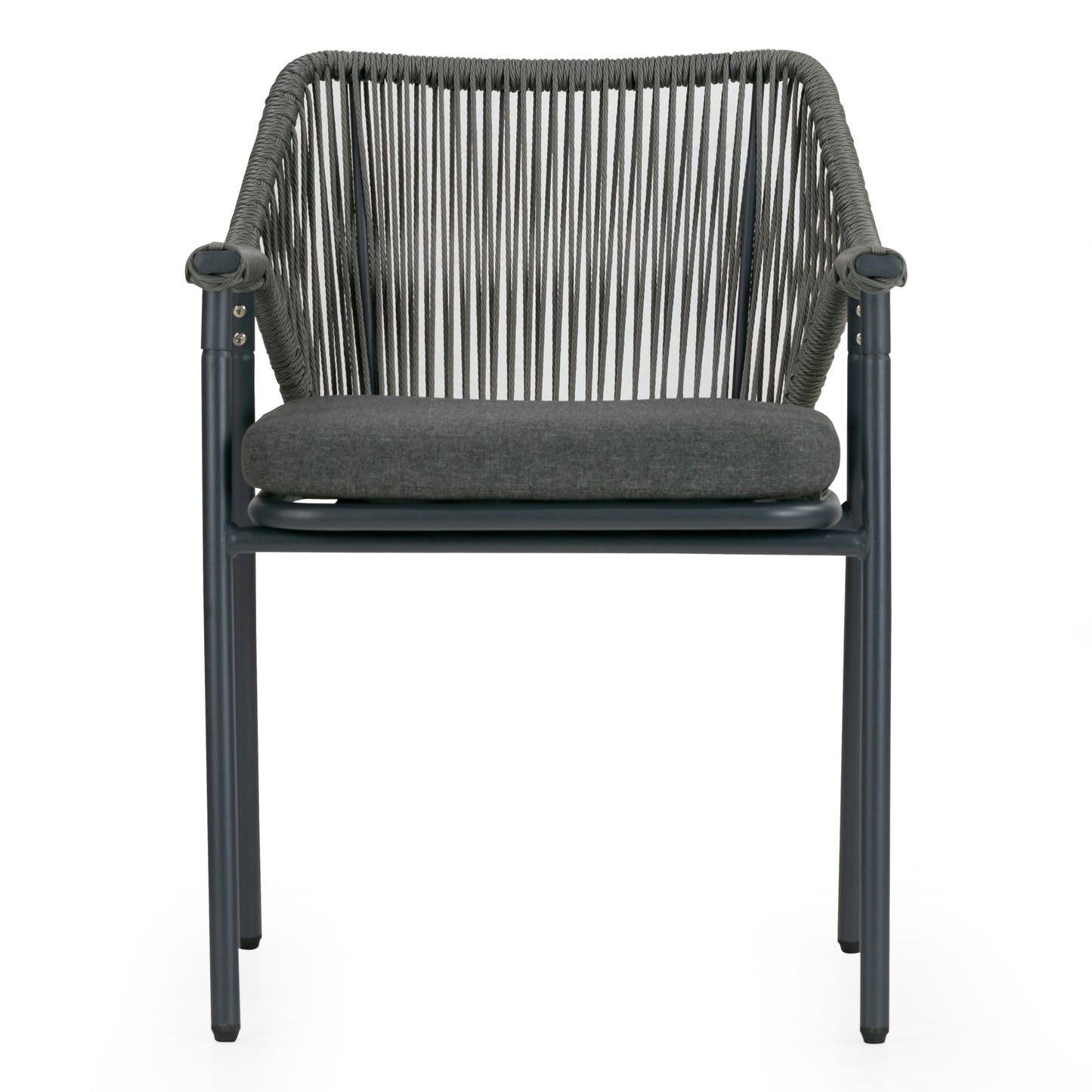 Set of 2 Bisera Grey Outdoor Dining Chair with Arms