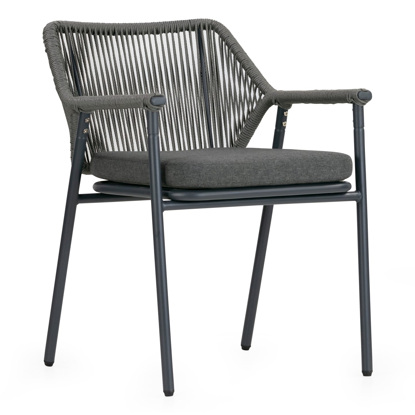 Set of 2 Bisera Grey Outdoor Dining Chair with Arms