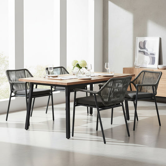 Set of 2 Bisera Grey Outdoor Dining Chair with Arms