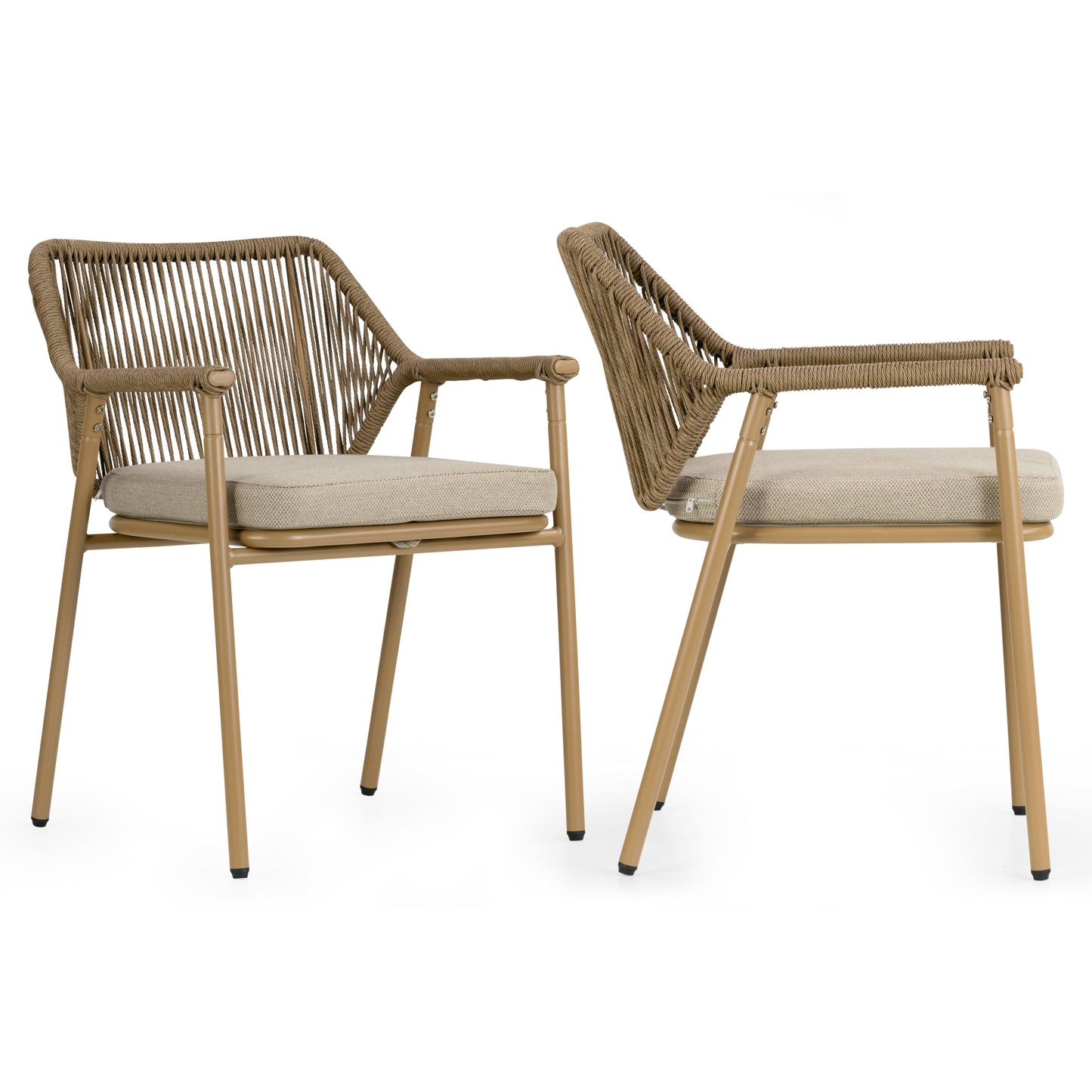 Set of 2 Bisera Brown Outdoor Dining Chair with Arms