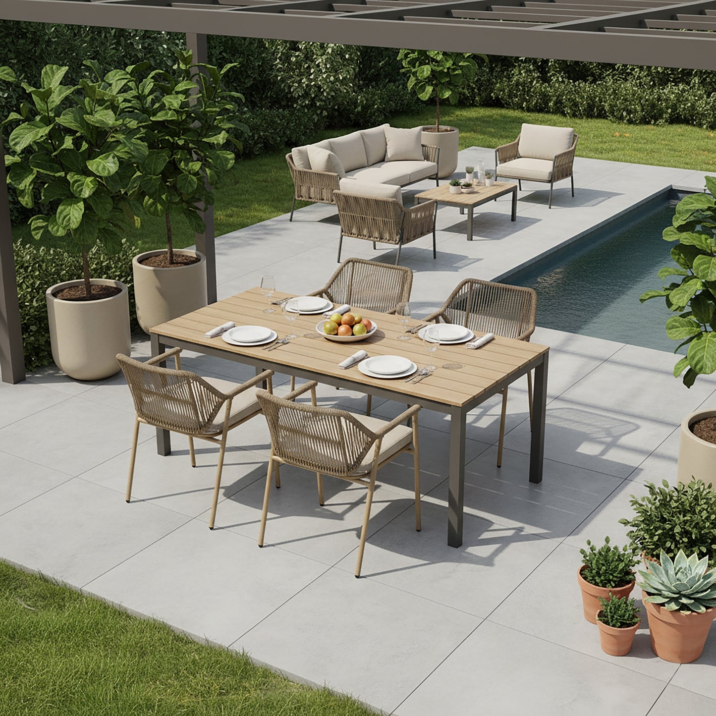 Set of 2 Bisera Brown Outdoor Dining Chair with Arms