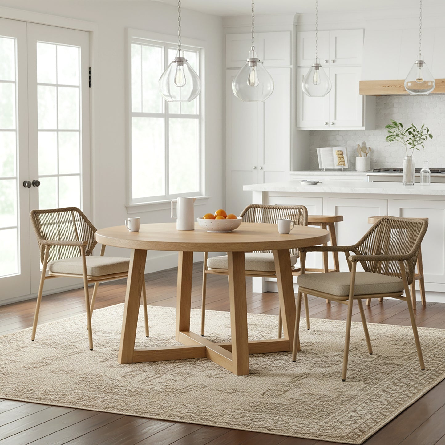 Set of 2 Bisera Brown Outdoor Dining Chair with Arms