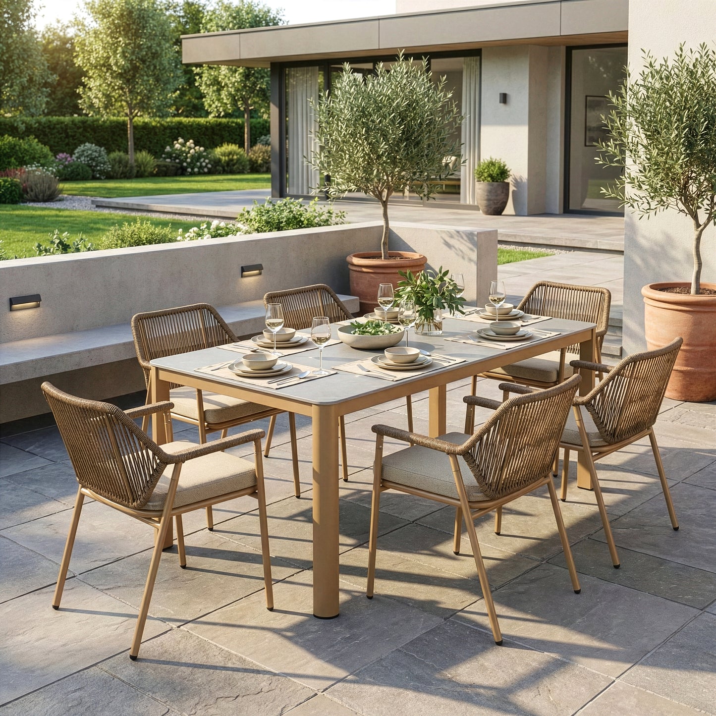Set of 2 Bisera Brown Outdoor Dining Chair with Arms