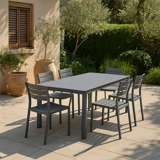 Bia Grey Outdoor Dining Table with Stone Top
