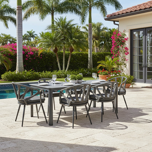 Bia Grey Outdoor Dining Table with Stone Top