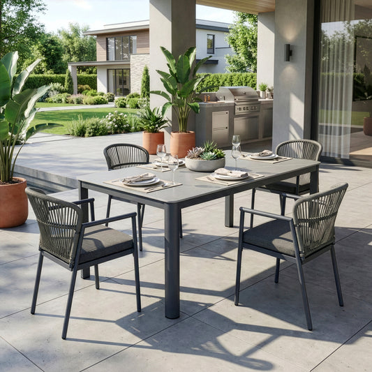 Bia Grey Outdoor Dining Table with Stone Top